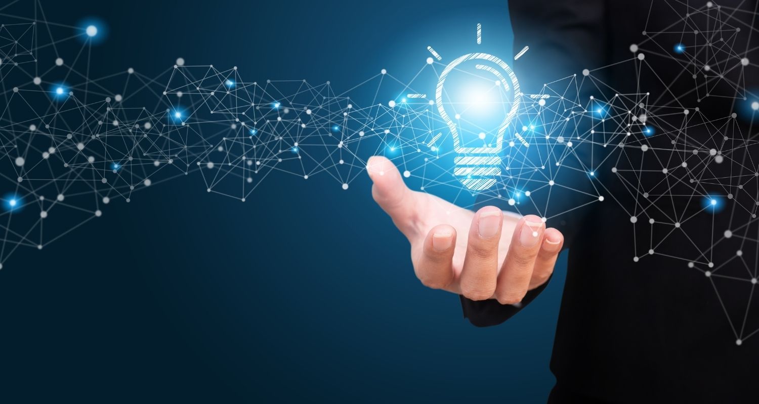Light bulb visualization over an open hand